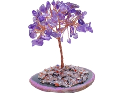 Árbol Suerte Cristal Amatista Ágata Natural Decoración Escritorio Navidad Curativo Elegante Festiva Base Mini