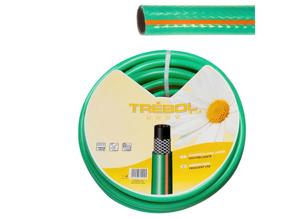 Manguera verde trebol trenzado 19 mm. 3/4 rollo 50 metros
