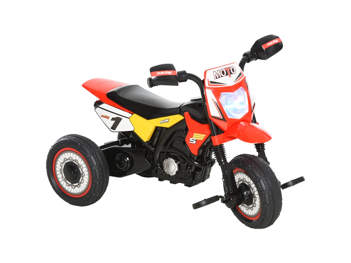 Triciclo Infantil Estilo Moto Pedales Luces Sonidos 18-36 Meses 71x40x51 Cm Rojo