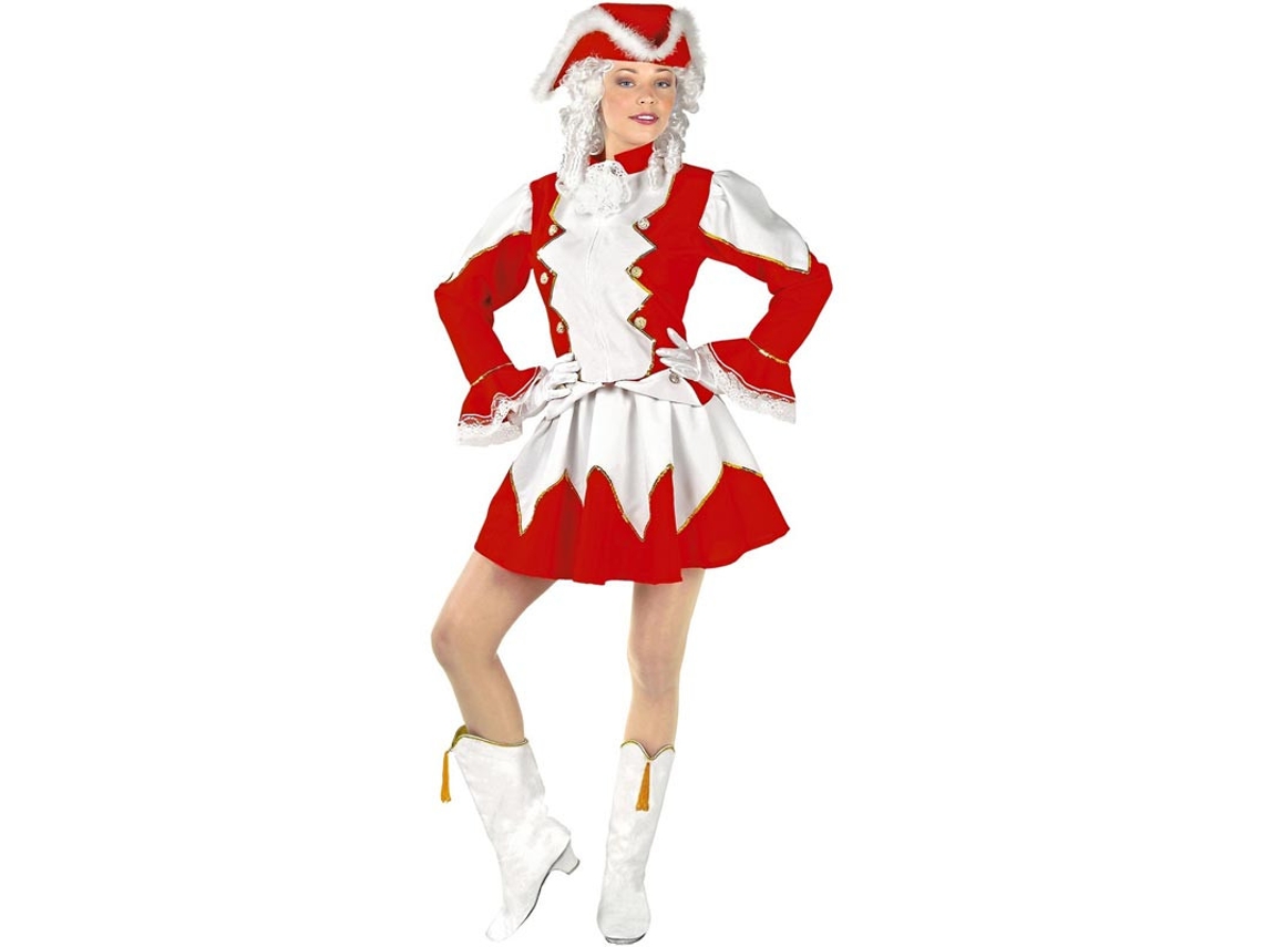 Disfraz de Majorette rojo y blanco con Sombrero para mujer