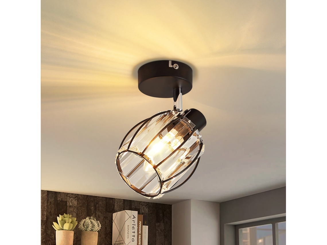 Foco de techo vintage de cristal negro E14 para pasillo, ajustable a 350°, industrial, intercambiable, Nettlife