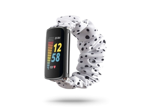 Correa Fitbit Charge 5 Pulsera Scrunchie Negro y Blanco