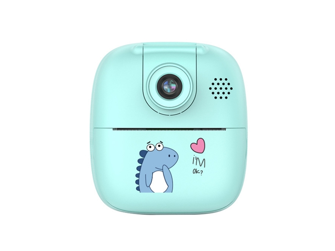 Cámara digital imprimible de alta definición con dibujos animados para niños con lente giratoria - AZUL