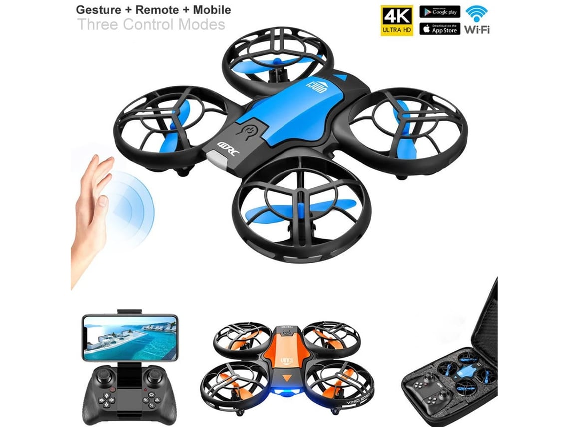 Mini Drone Con Cámara 4k Hd (modelo V8 - Duración De La Batería 12 Min - Azul)