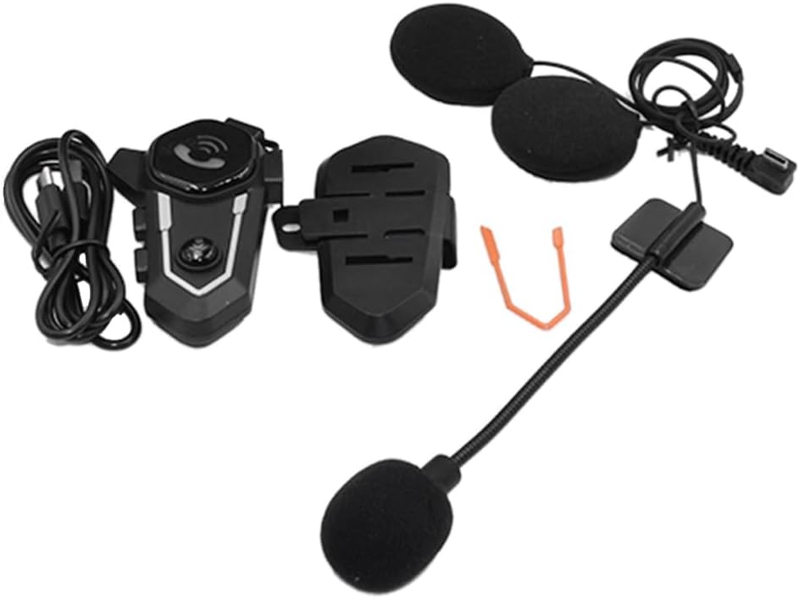 Intercomunicador Bluetooth 5.0 Para Casco De Motocicleta, Estéreo De Abs Negro Con Micrófono.