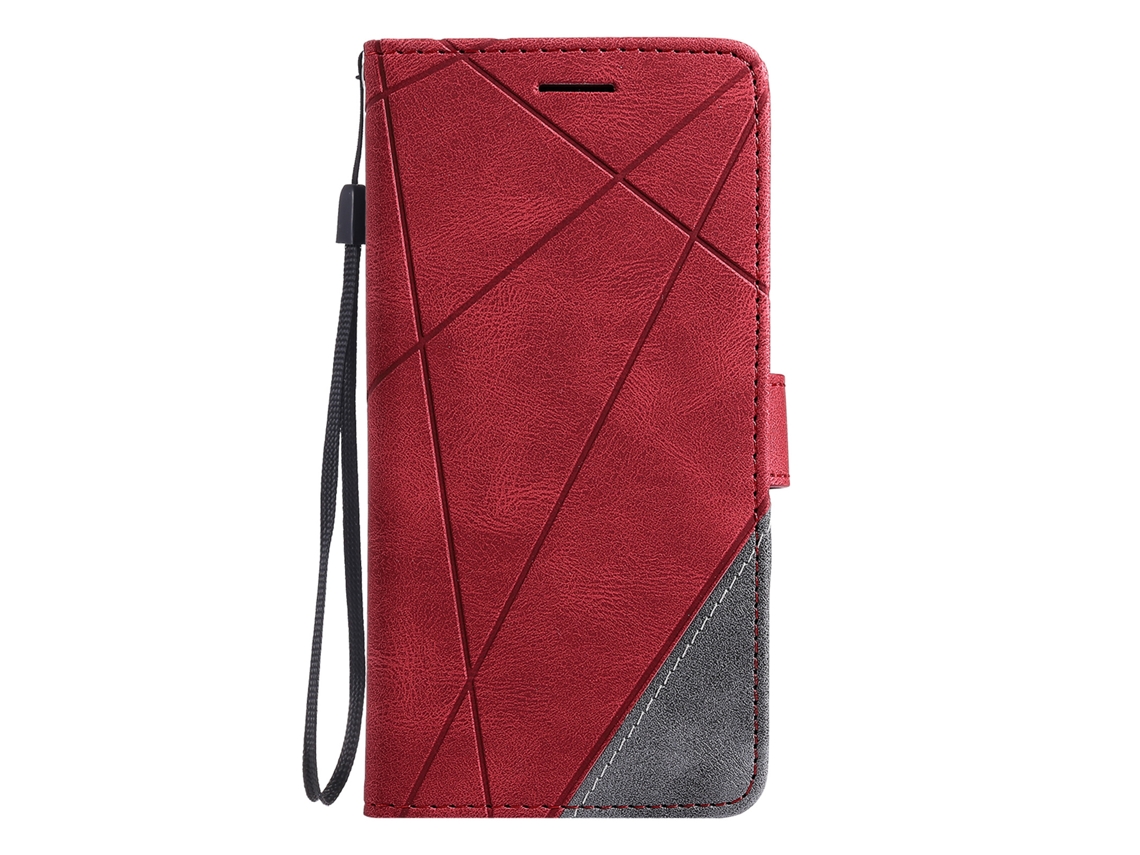Capa De Couro Sintético Com Costura Que Imita A Pele, Compatível Com Oppo, Com Pvermelho - Oppo Reno 12 5g (internacional)