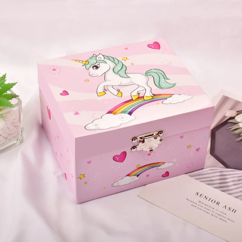 Caja De Música Giratoria De Unicornio (rosa Claro) Para Niños/parejas, Ideal Como Regalo De Cumpleaños. Caja De Música Para Guardar Joyas De Papel.