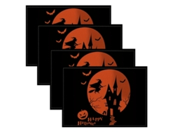 Juego de 4 manteles individuales de Halloween con temática de calabaza