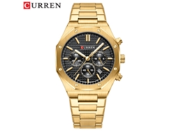 Relógio Masculino de Negócios MDUG com Pulseira de Couro, Calendário, À Prova D'água e Movimento de Quartzo (Dourado e Preto)