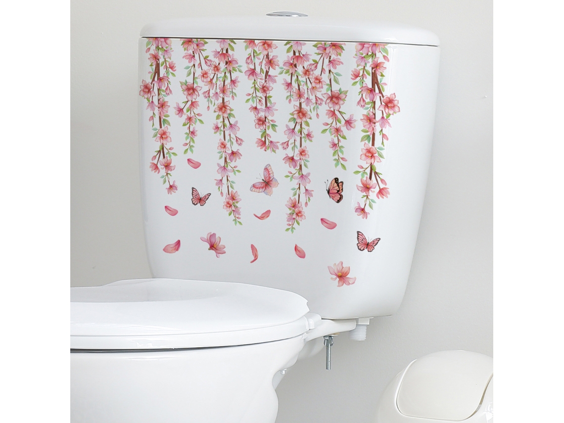 Pegatinas de Hojas y Flores para Asiento de Inodoro, Decoración de Baño RNEMITERY