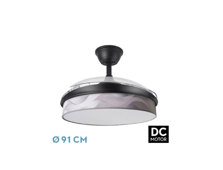 Ventilador DC Moda 72W Negro/Ola Gris 3 Aspas FABRILAMP