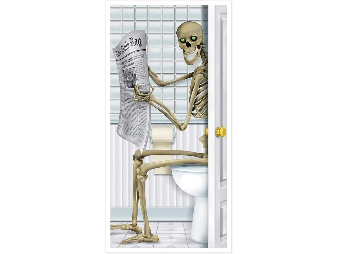 2026altiro-cubierta Para Puerta De Baño Con Diseño De Calavera, Accesorio Para Fiesta De Halloween, 76x130 Cm, 1 Unidad