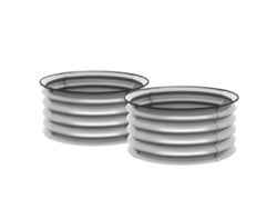 2 Macetas De Metal Plateado De 60x60x30 Cm Con Base Abierta.