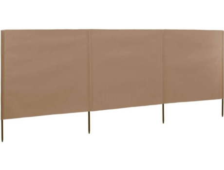 vidaXL Paravientos de playa de 3 paneles de tela 400x120 cm gris topo