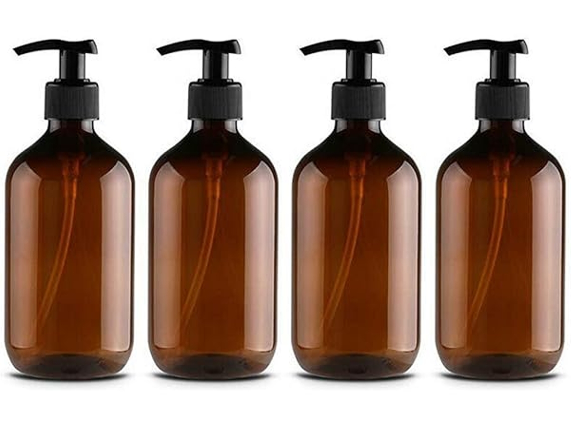 Es Un Juego De Cuatro Recipientes De Plástico Pet De 500 Ml, Ideales Para Jabón Líquido O Loción. Aptos Para La Cocina Y El Baño, Ofrecen Un