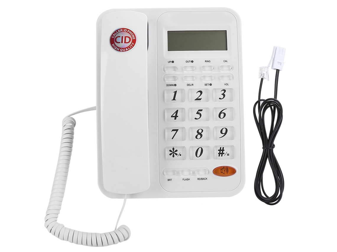 Teléfono fijo con identificador de llamadas y cable