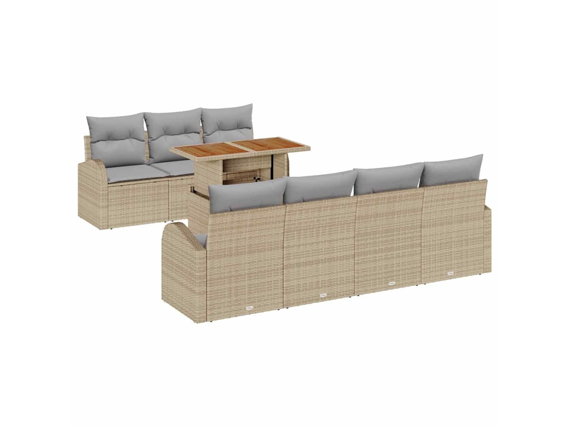 Maison Exclusive - Conjunto De Sofá De Jardín Con Cojín 8 Pcs Beige Y Gris Claro