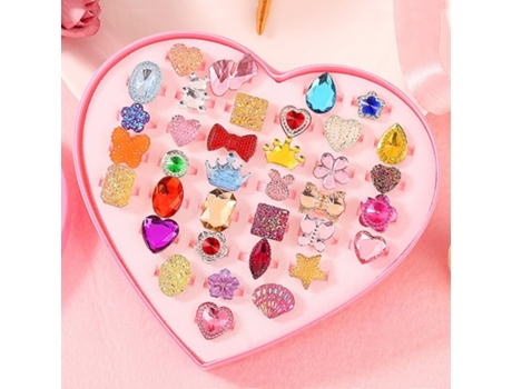Joyas de Maquillaje de Niña Ajustable, Juegos de Simulación Y Anillos de Disfraces E 36 Piezas