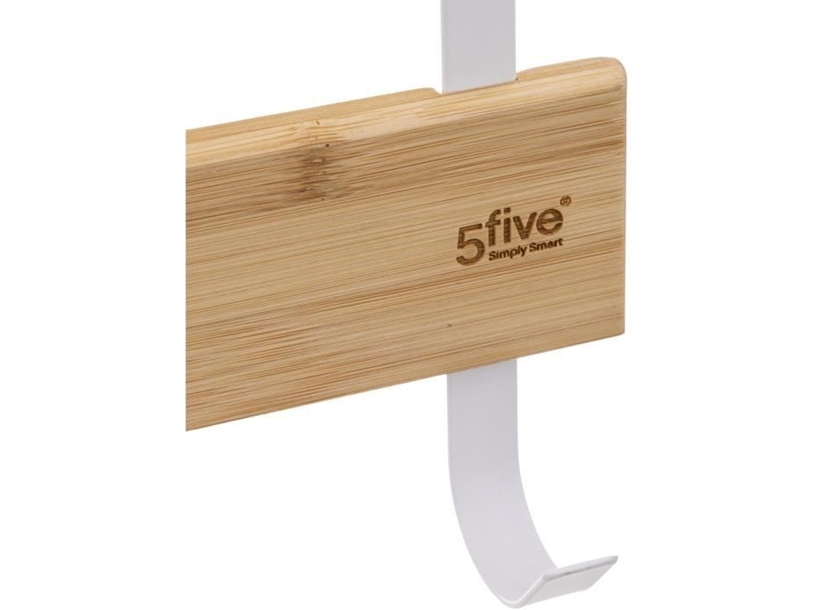 Toallero con 5 Ganchos Blanco/Madera 40 X 29 8 Cm