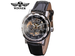 (estilo 11) Reloj Mecánico Con Correa De Cuero Esqueletizada, Resistente Al Agua, Informal, De Cuero, De Pulsera, Mecánico