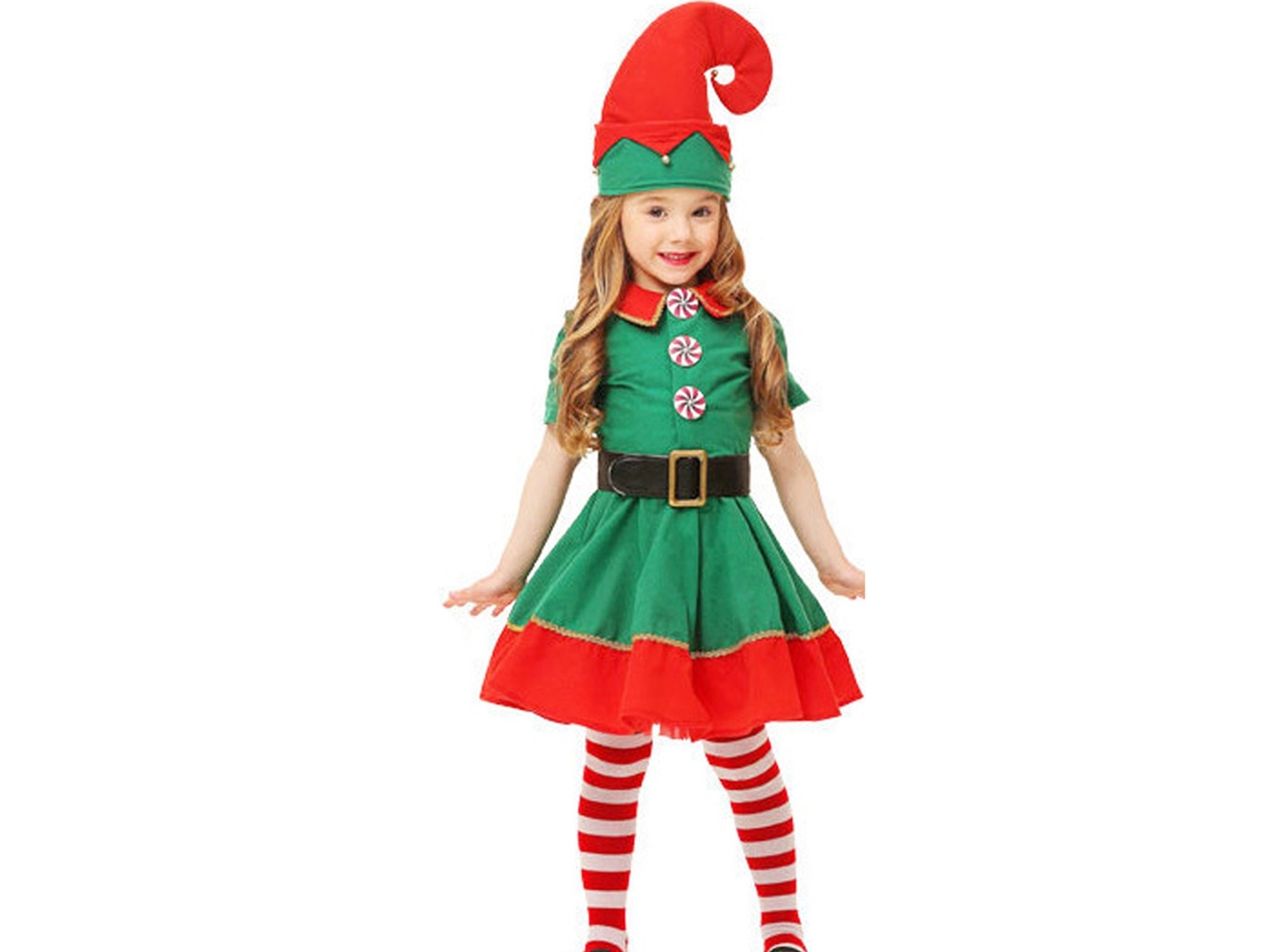 Disfraces Niñas Disfraz de Elfo para Niños Navidad Disfraces de Navidad, Niñas 110 cm