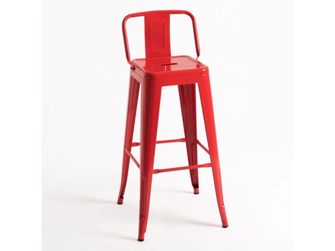 DUDECOR Taburete Leeds Con Respaldo Rojo