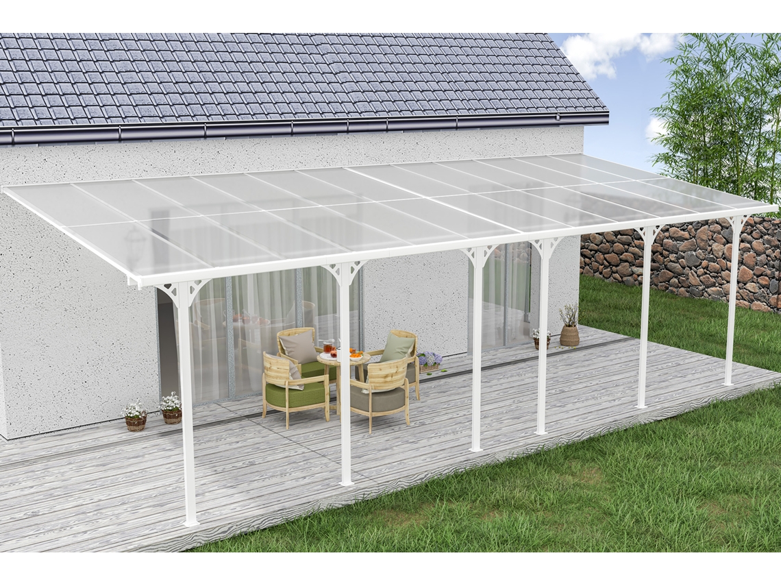Cazeboo Pérgola Cubierta para Terraza de Aluminio Premium, blanco 8x3 m KLEO