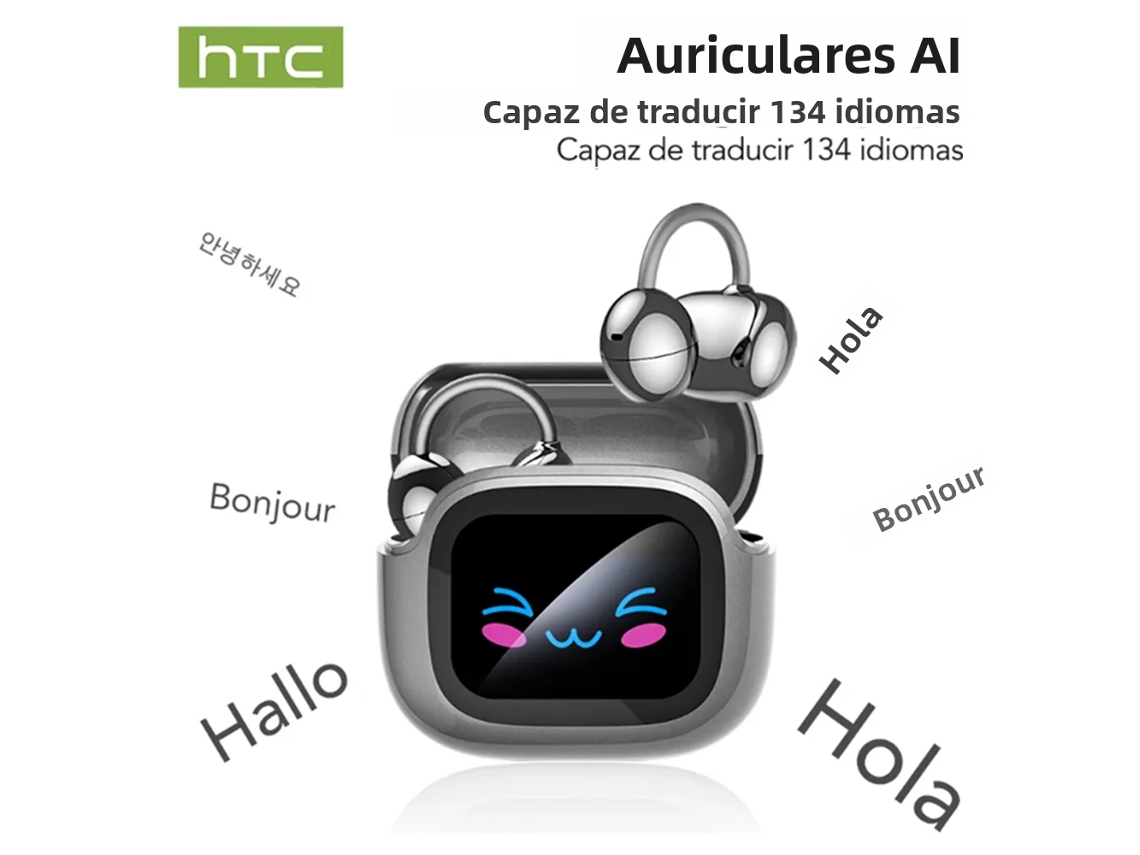 Auriculares Bluetooth (negros) Con Pantalla Táctil Lcd, Traductor De Ia Y Cancelación De Ruido.