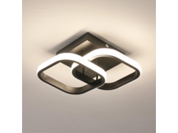 Luminária De Teto Led Quadrada Moderna, Ideal Para Quartos (preta), 2137 Lúmens, Acrílico De 29 Cm, Luz Natural 4500k