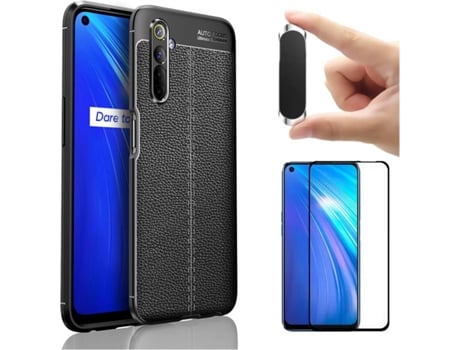 Carcasa, Protector y Soporte Realme 6 Rugged Leather Negro