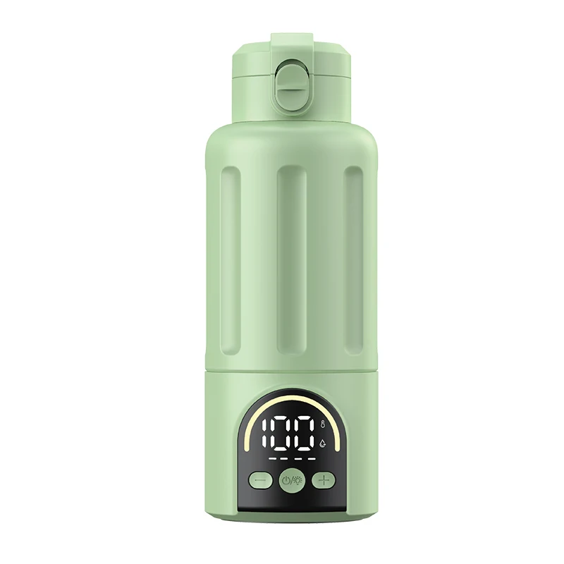 (línea Verde Gruesa) Calentador De Biberones Eléctrico Portátil, Calentador De Biberones De Acero Inoxidable 316, Con Luz Nocturna