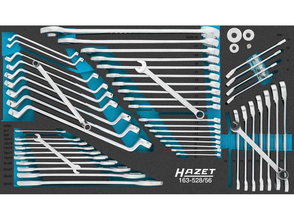 HAZET 163-528/56 Juego de Llaves: Perfil de Hexágono Exterior Perfil de Tracción Hexagonal Doble Exterior 6 X 7 - 34 X 36 Número de Herramientas: 56