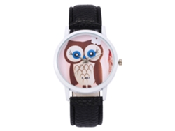 Reloj De Pulsera Unisex Informal Con Correa De Cuero Y Movimiento De Cuarzo Negro.