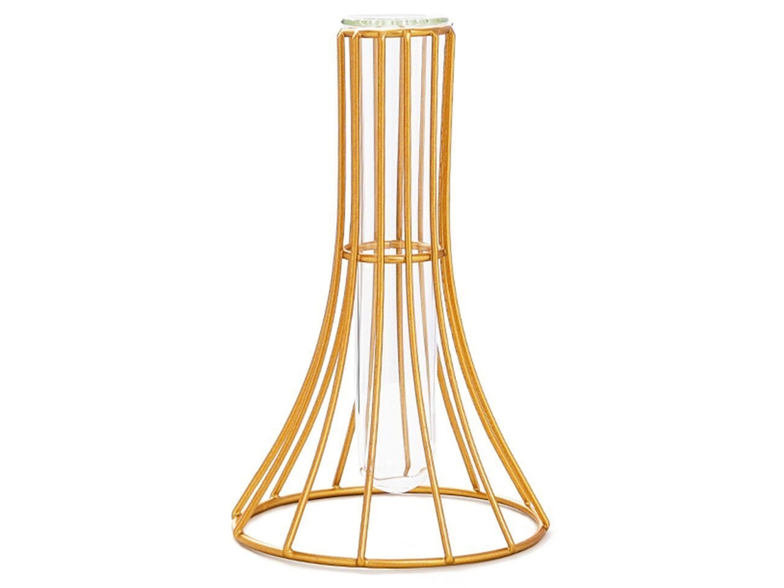 Florero de cristal con soporte geométrico de metal, decoración de escritorio de oficina NEVEANCE