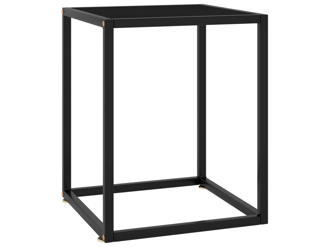 Mesa de Centro de Apoyo 40X40X50 Cm Negro con Vidrio Negro