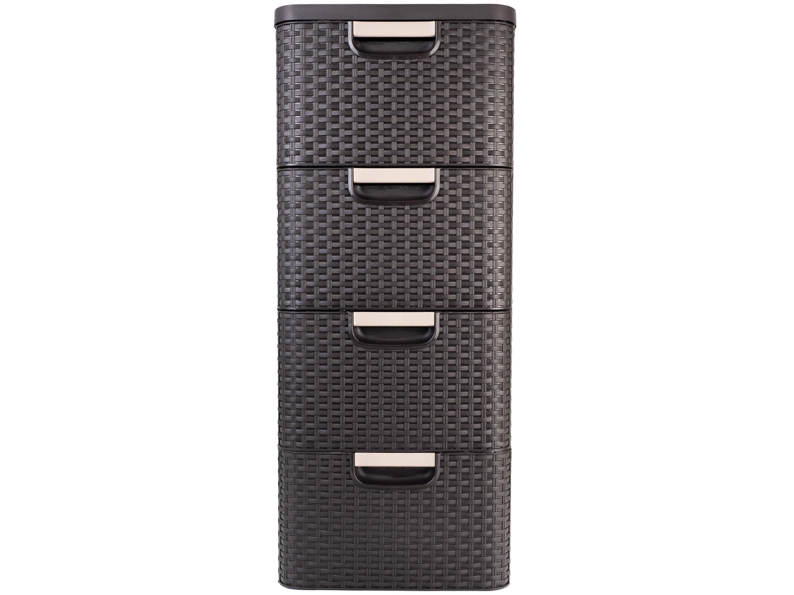 Curver Librería Con 4 Cajones Cómoda De Baño Ratán Marrón 4x14l Kadax
