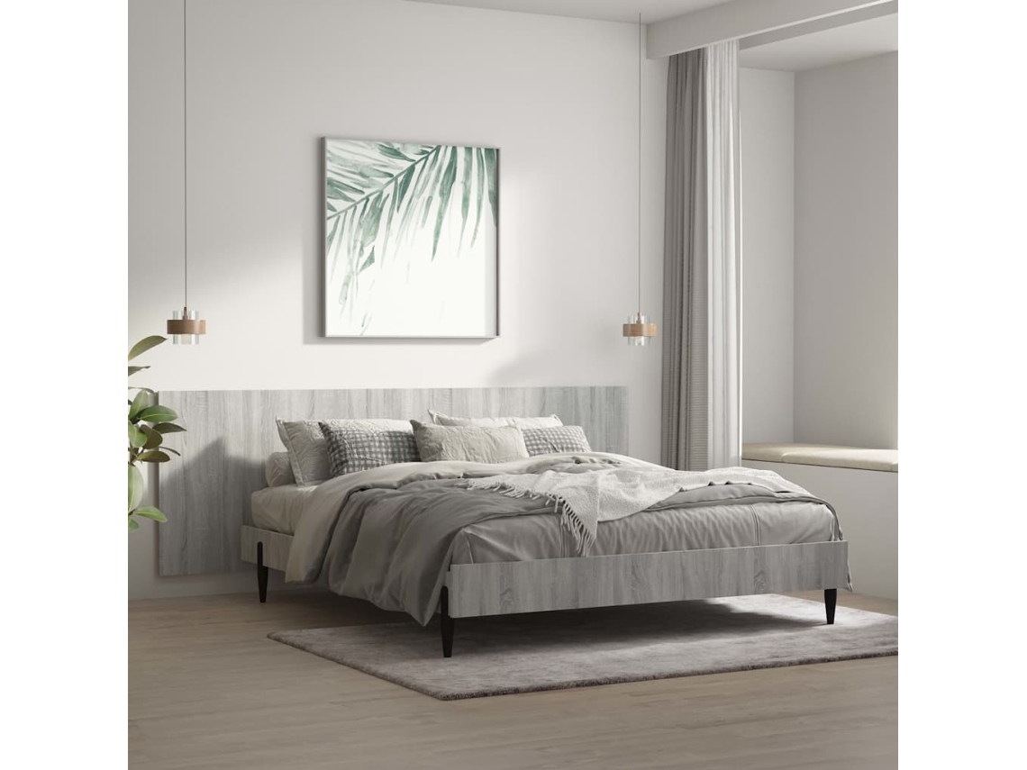 Cabecero Pared Madera Contrachapada Gris Sonoma 240x1,5x80 Cm