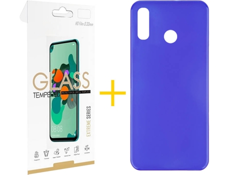 Kit Funda + Protector de Pantalla Huawei P Smart 2019 SKYHE Liso 3 Azul