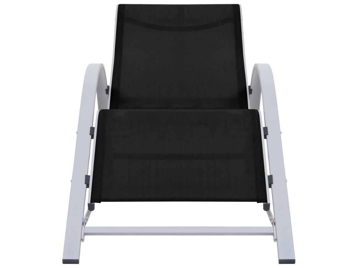 Tumbona Mueble para patio Asiento de jardín de textilene y aluminio negra