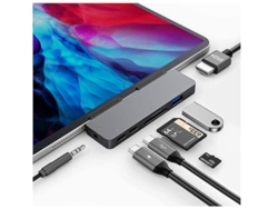 Concentrador USB-C para iPad Pro/Air 4.7 en 1, HDMI 4K, auriculares de 3.5 mm, USB-C PD, USB 3.0, SD/TF, compatible con MacBook blanco Yizhood
