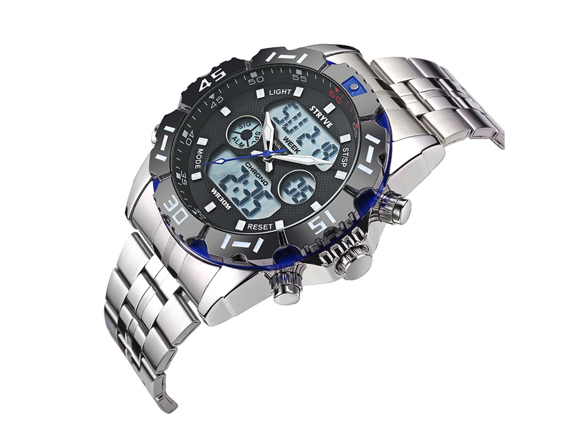Reloj De Cuarzo Impermeable De Doble Movimiento Para Hombre (azul) Con Estilo