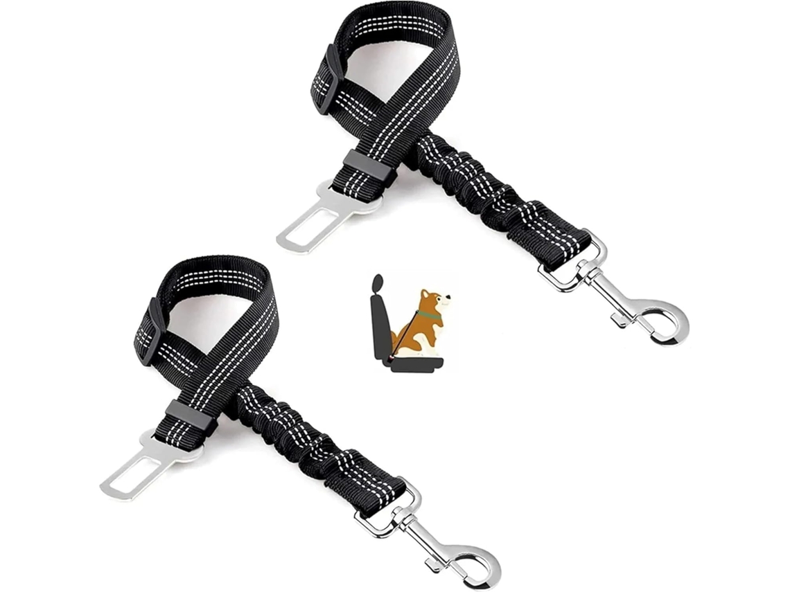 correas elásticas ajustables para perros para coche, YANYXR (negras)