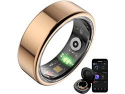 Anillo inteligente Ksix Saturn, talla S, 3 días de batería, actividad y salud, monitor de sueño, 5 ATM, dorado