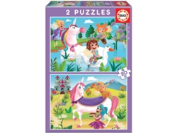 Puzzle EDUCA Junior 2x20 Unicornios y Hadas (Edad Mínima: 3 Años - 40 Piezas)