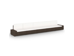 Conjunto de muebles de jardín con cojines de mimbre marrón, Dkd Home Decor