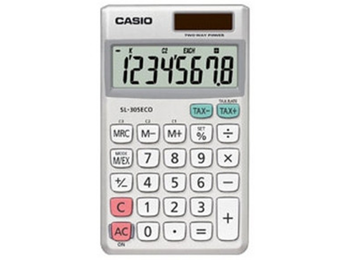 CASIO Sl-305Eco Calculadora Bolsillo Calculadora Básica Plata Blanco