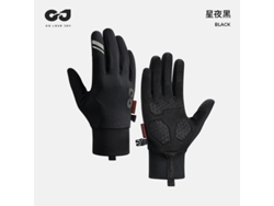 Guantes de ciclismo otoño-invierno, de dedos completos, para hombre y mujer, con pantalla táctil, antideslizantes, de terciopelo, cálidos, negros, talla XXL, Chennnls