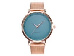 Reloj De Cuarzo Informal Para Mujer, Sencillo Y Elegante, Con Esfera Redonda Y Correa De Piel Sintética Azul Claro.