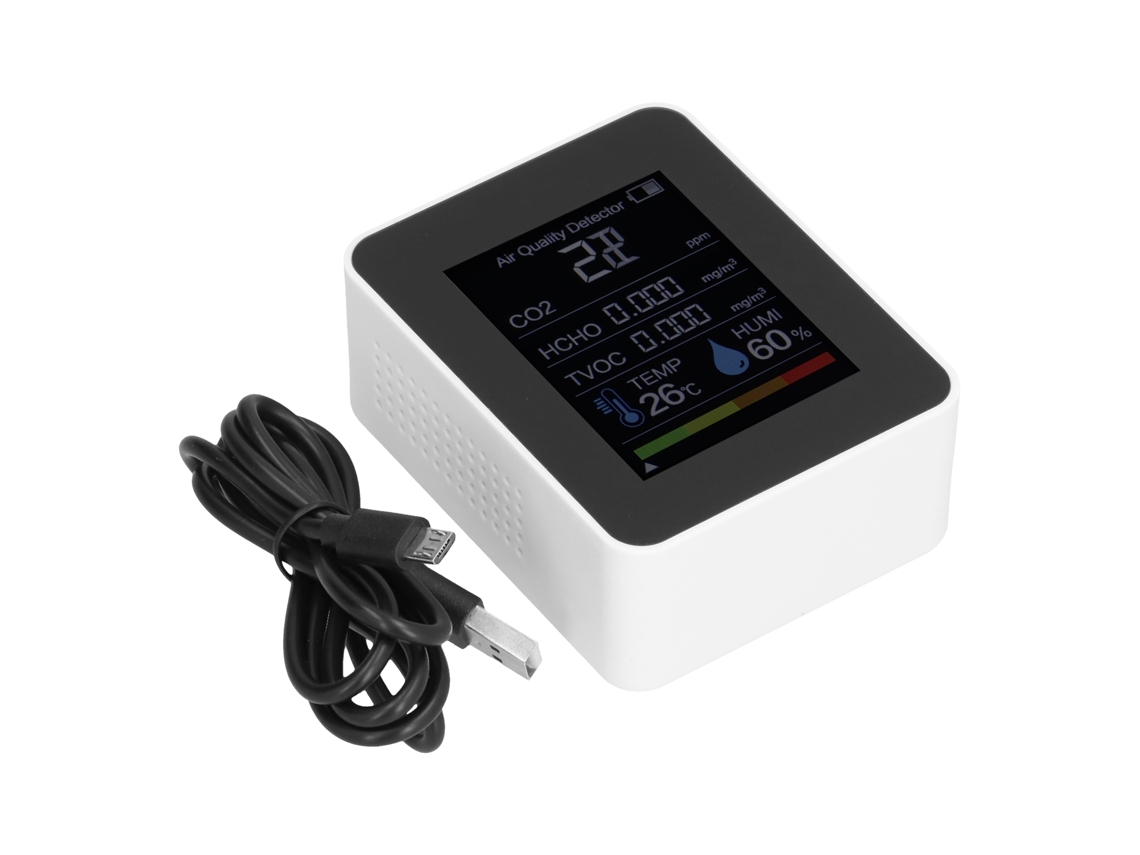 Detector De Dióxido De Carbono Multifuncional 5 En 1 Con Sensor Infrarrojo Znaz2co3 Para El Hogar (blanco)