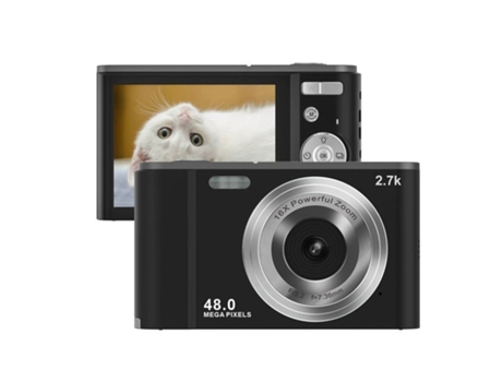 Cámara fotos digital EZII DC302 2.7K 48MP ZOOM 16X Pantalla de 2,8 pulgadas Regalos para niños estudiantes Negro